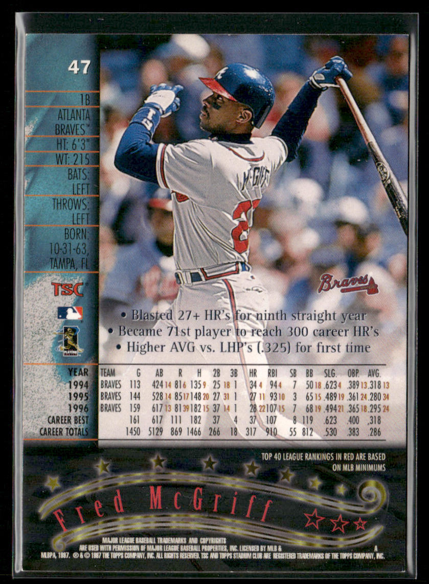 Fred McGriff 1997 Stadium Club #47 Atlanta Braves