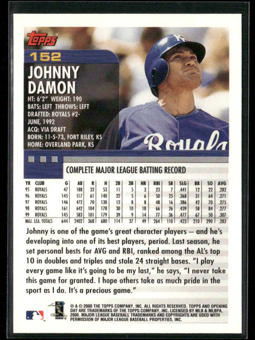 Johnny Damon 2000 Topps Opening Day #152 Kansas City Royals