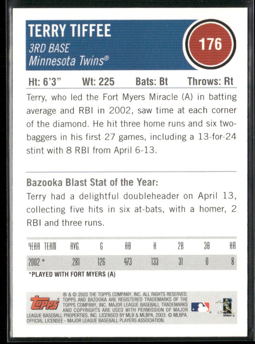 Terry Tiffee 2003 Bazooka #176 RC Minnesota Twins
