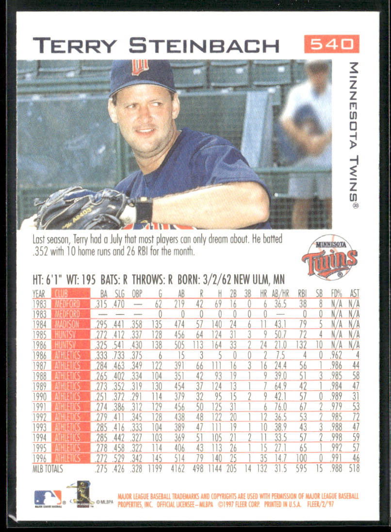 Terry Steinbach 1997 Fleer #540 Minnesota Twins