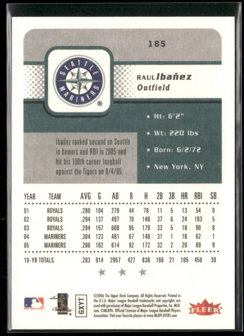Raul Ibanez 2006 Fleer #185 Seattle Mariners