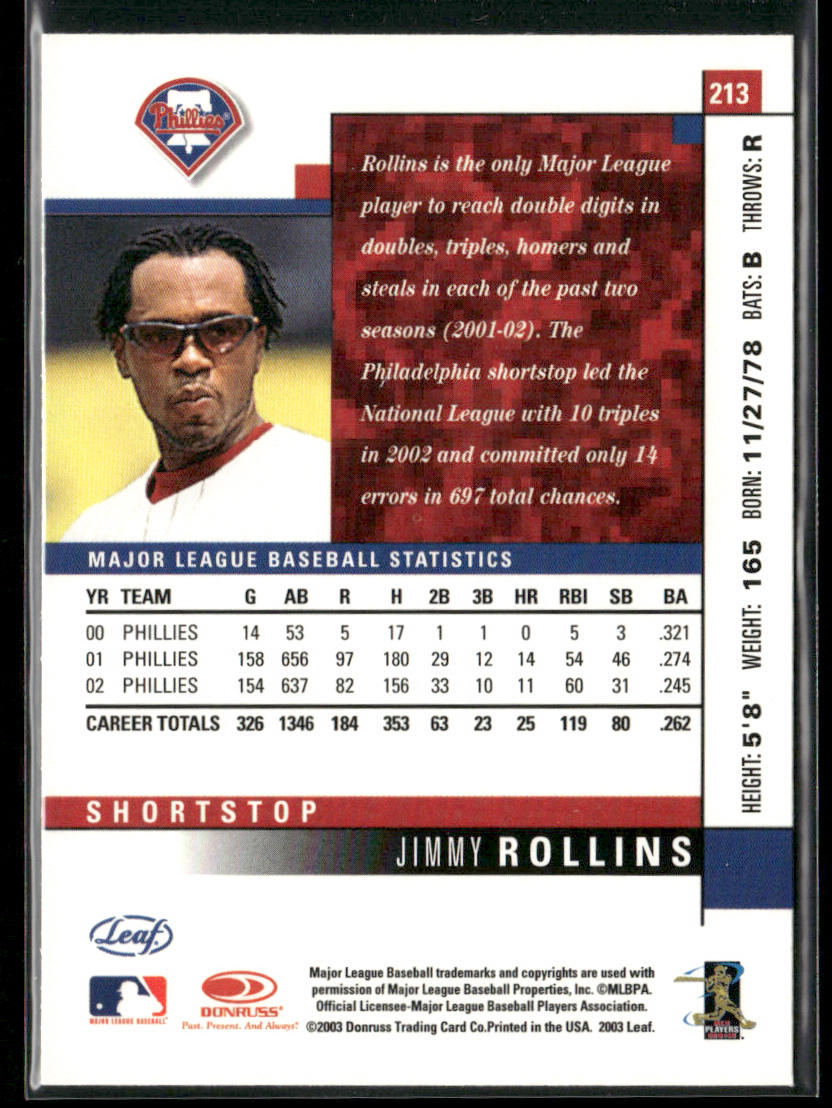 Jimmy Rollins 2003 Leaf #213 Philadelphia Phillies