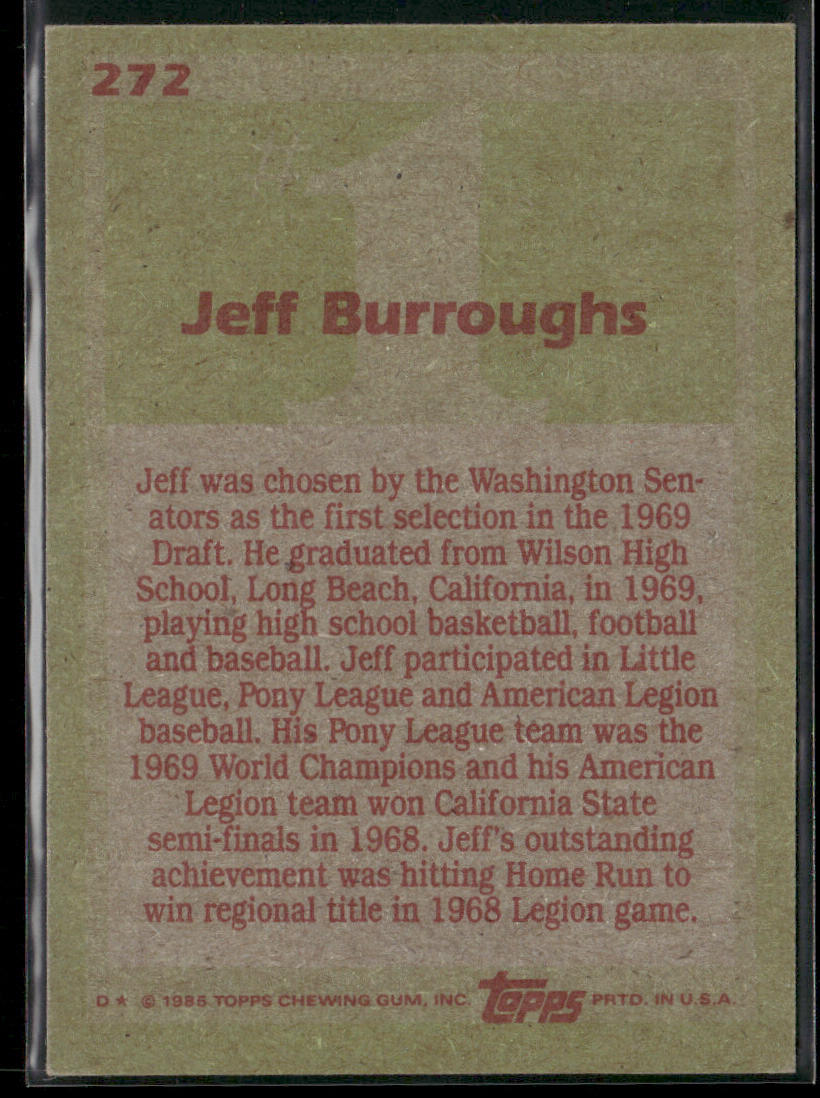 Jeff Burroughs 1985 Topps #272 Washington Senators
