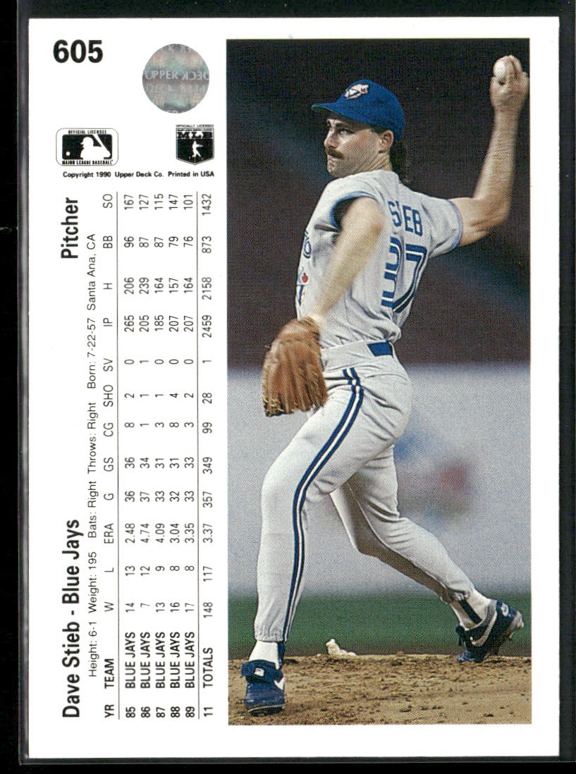 Dave Stieb 1990 Upper Deck #605 Toronto Blue Jays