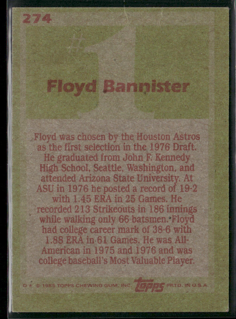 Floyd Bannister 1985 Topps #274 Houston Astros