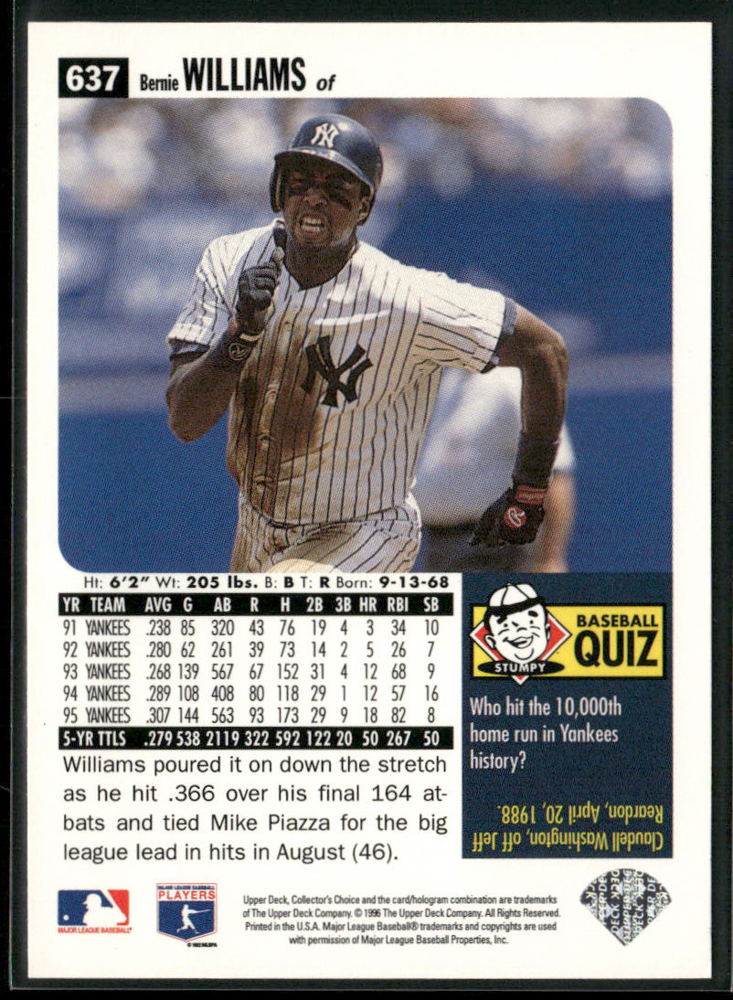 Bernie Williams 1996 Collector's Choice #637 New York Yankees