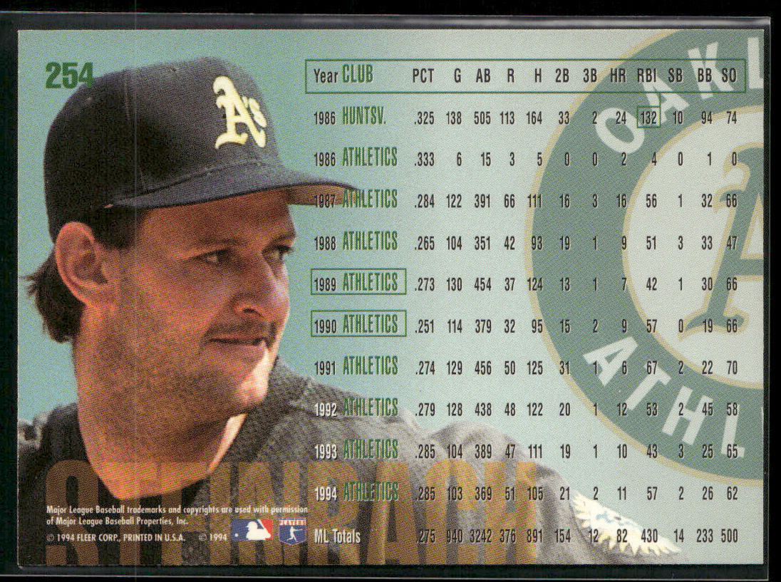 Terry Steinbach 1995 Fleer #254 Oakland Athletics