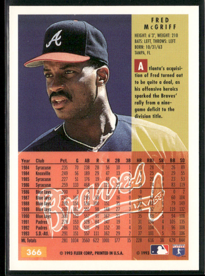 Fred McGriff 1994 Fleer #366 Atlanta Braves