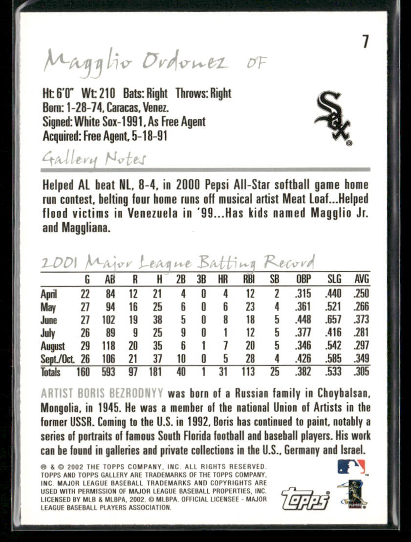 Magglio Ordonez 2002 Topps Gallery #7 Chicago White Sox