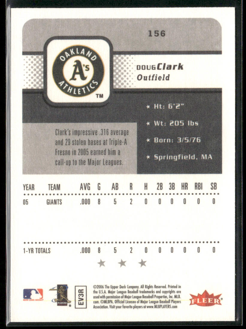 Doug Clark 2006 Fleer #156 Oakland Athletics