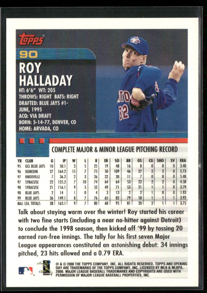 Roy Halladay 2000 Topps Opening Day #90 Toronto Blue Jays