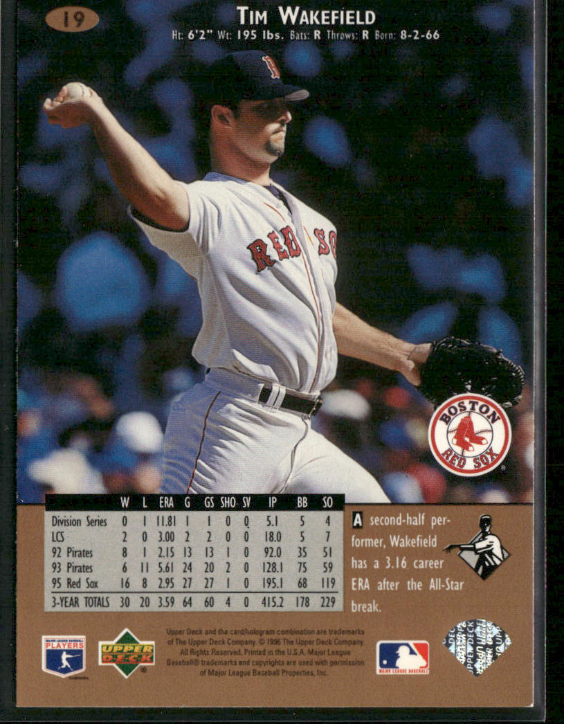 Tim Wakefield 1996 Upper Deck #19 Boston Red Sox