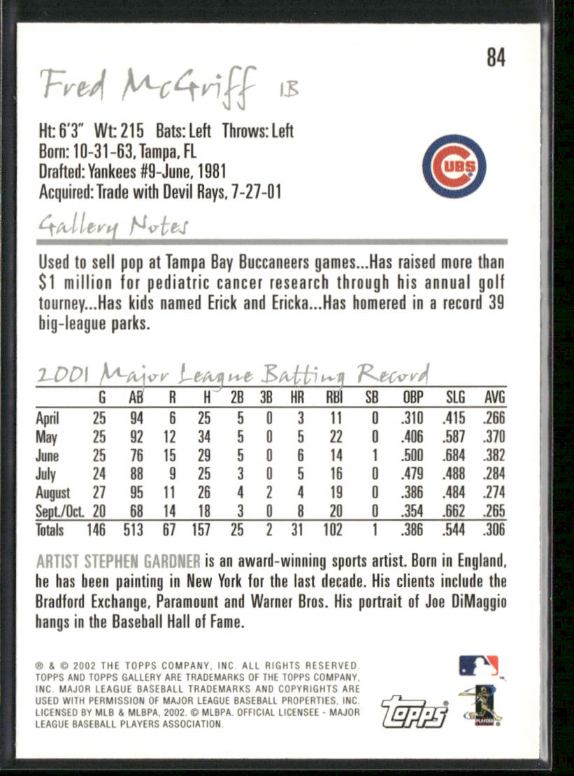 Fred McGriff 2002 Topps Gallery #84 Chicago Cubs