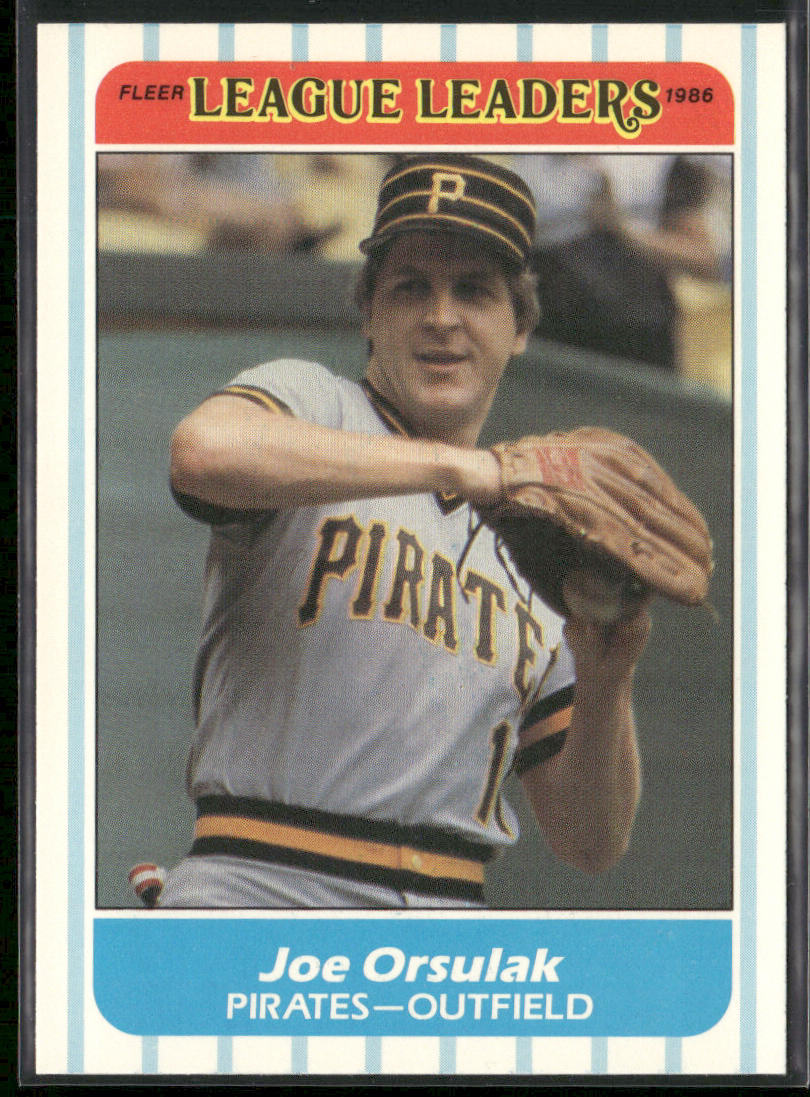 Joe Orsulak 1986 Fleer League Leaders #29 Pittsburgh Pirates