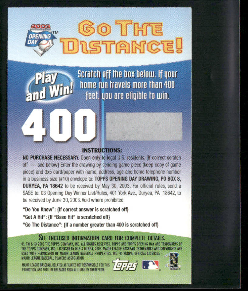 Doug Mientkiewicz 2003 Topps Opening Day Mini Stickers #NNO Minnesota Twins