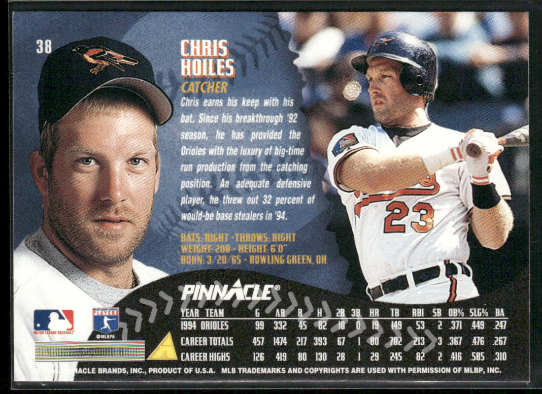 Chris Hoiles 1995 Pinnacle #38 Baltimore Orioles