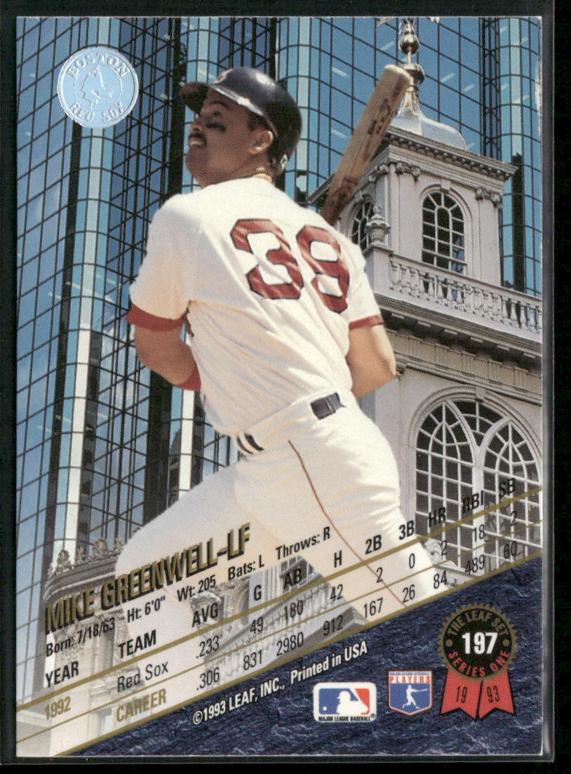 Mike Greenwell 1993 Leaf #197 Boston Red Sox