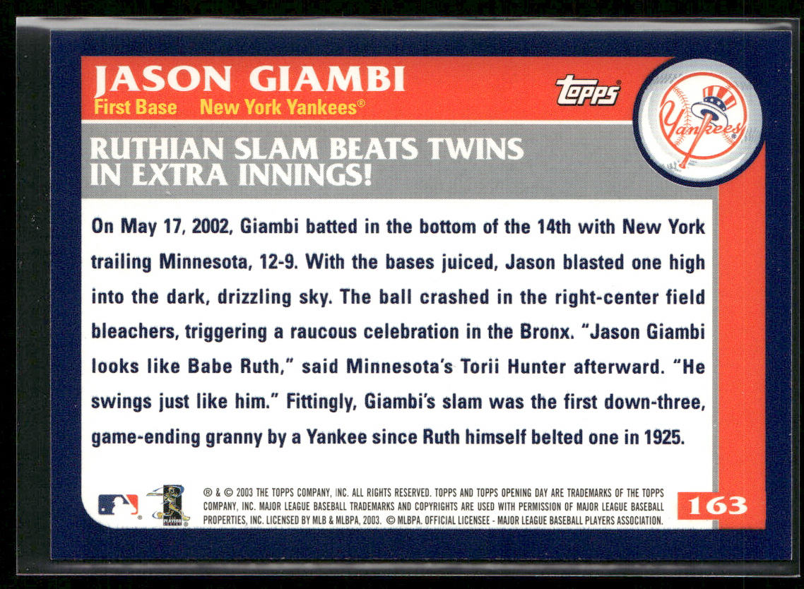 Jason Giambi 2003 Topps Opening Day #163 New York Yankees