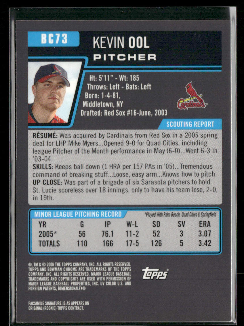 Kevin Ool 2006 Bowman Chrome Prospects #BC73 St. Louis Cardinals