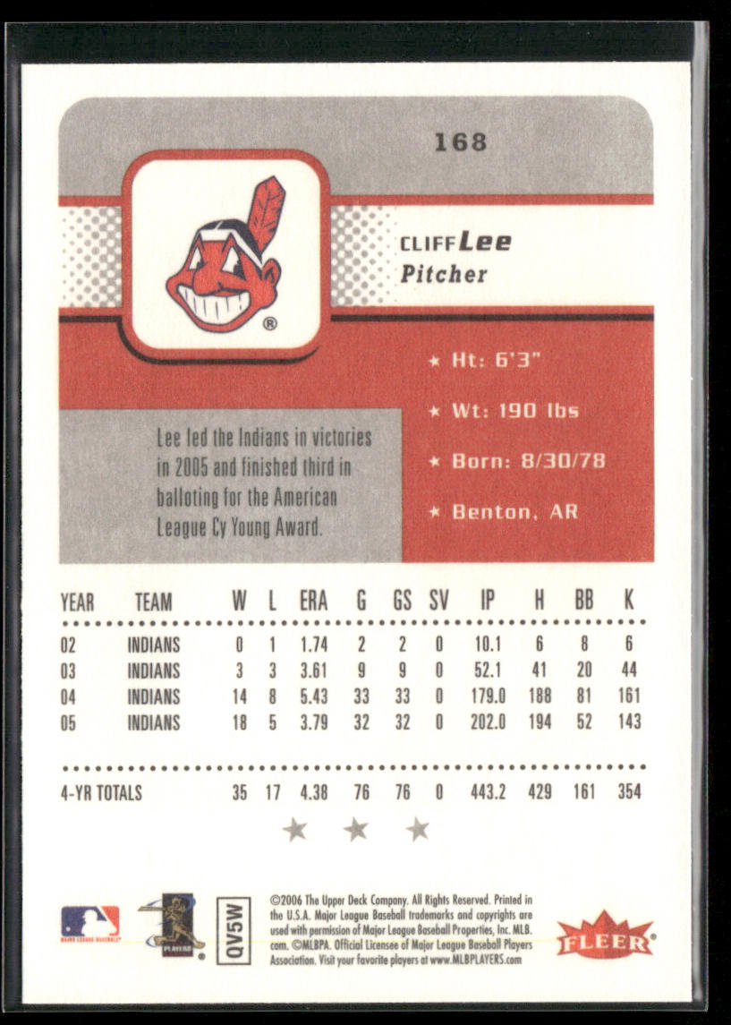 Cliff Lee 2006 Fleer #168 Cleveland Indians
