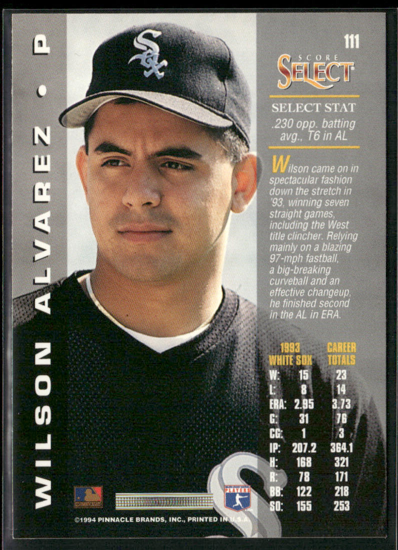 Wilson Alvarez 1994 Select #111 Chicago White Sox