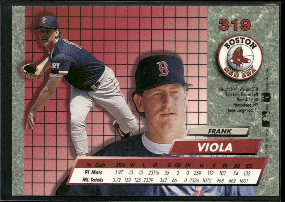 Frank Viola 1992 Ultra #319 Boston Red Sox