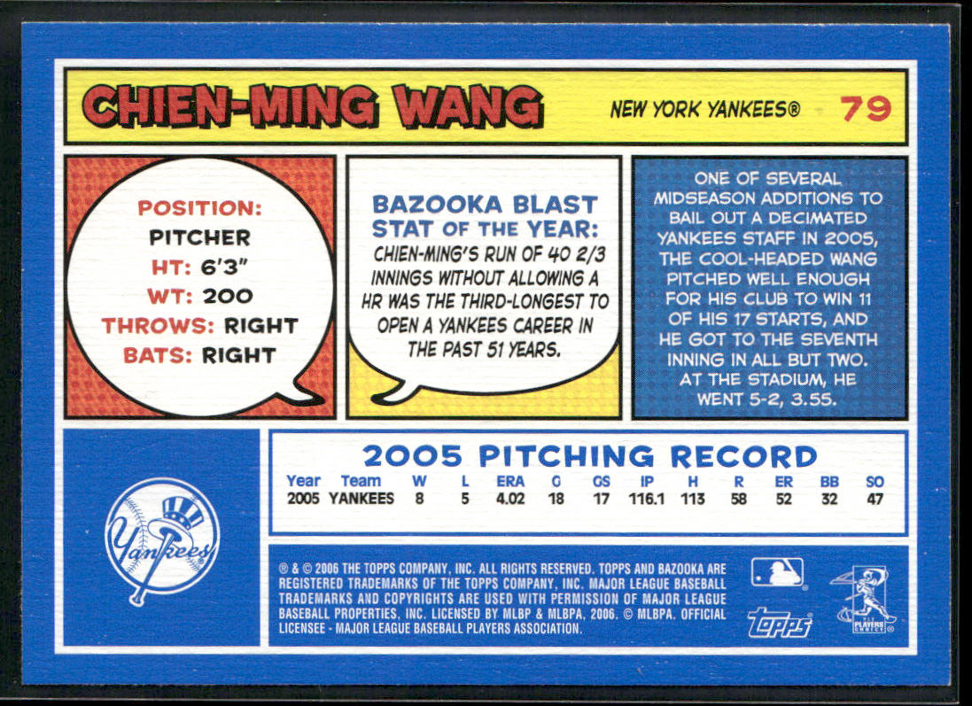 Chien-Ming Wang 2006 Bazooka Blue Fortune #79 New York Yankees