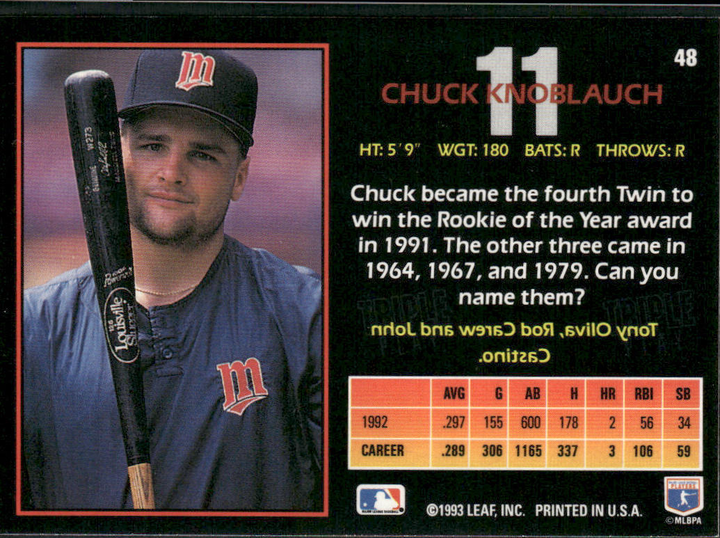Chuck Knoblauch 1993 Triple Play #48 Minnesota Twins