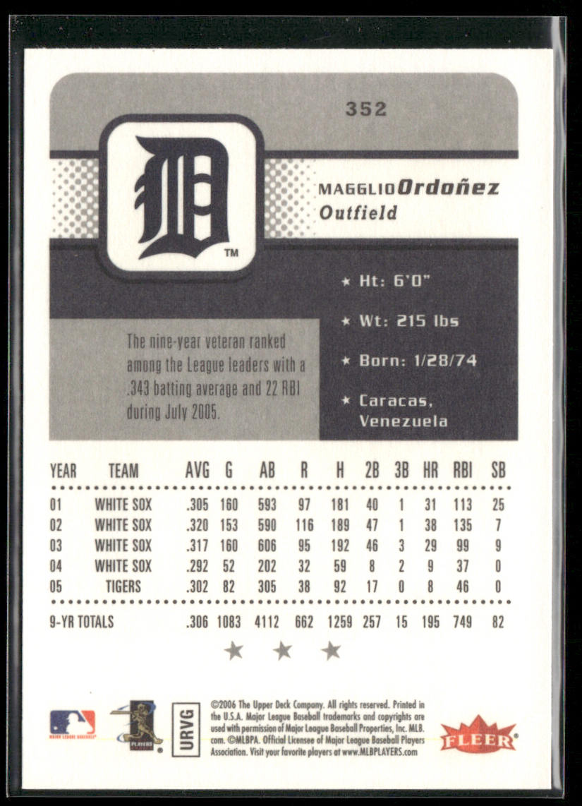 Magglio Ordonez 2006 Fleer #352 Detroit Tigers