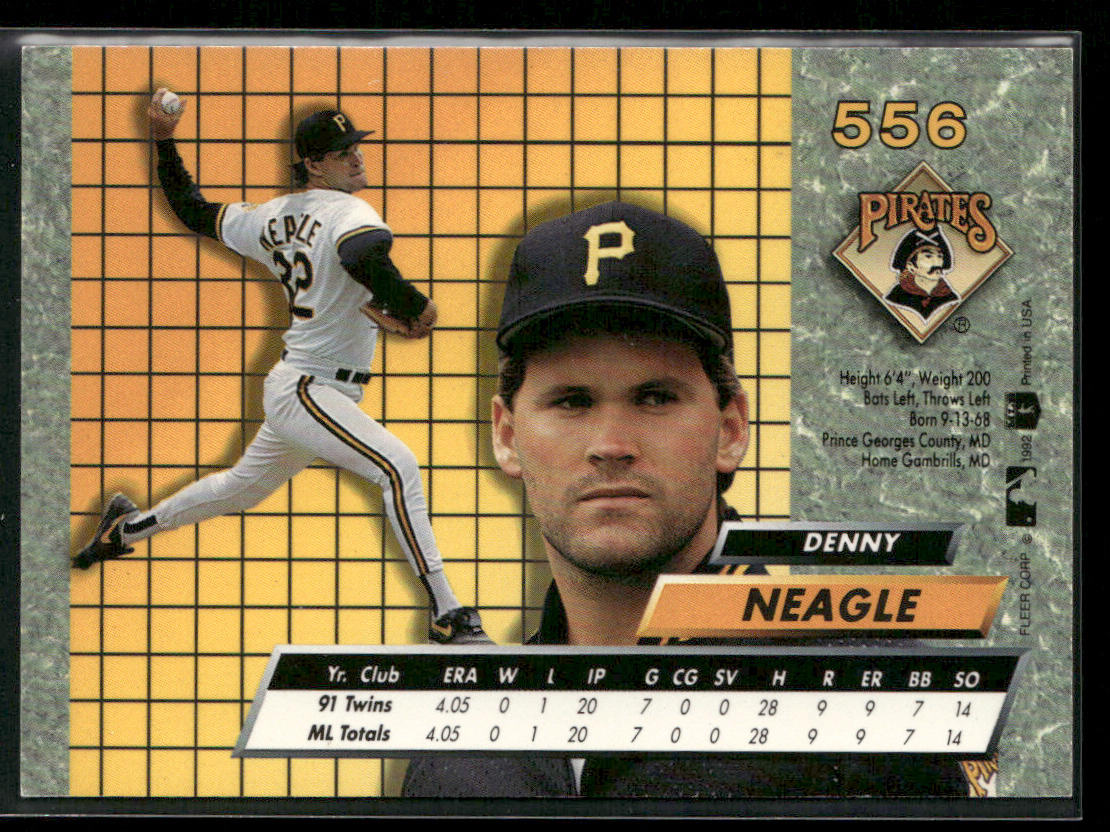 Denny Neagle 1992 Ultra #556 Pittsburgh Pirates
