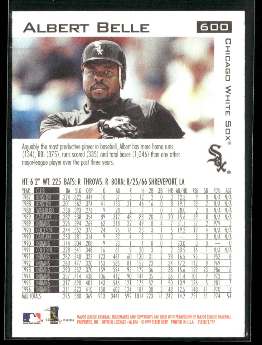 Albert Belle 1997 Fleer #600 Chicago White Sox