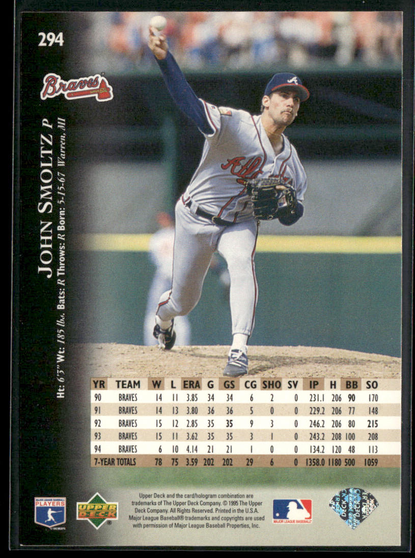 John Smoltz 1995 Upper Deck #294 Atlanta Braves