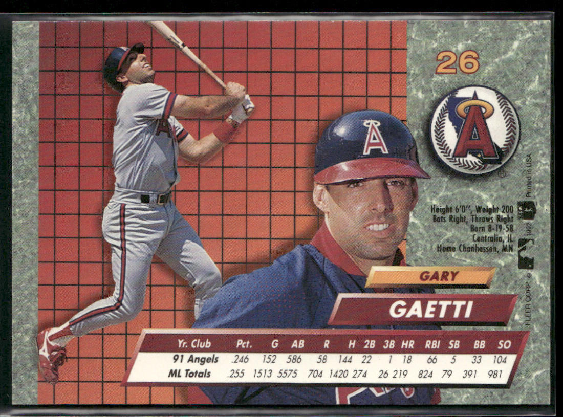 Gary Gaetti 1992 Ultra #26 California Angels