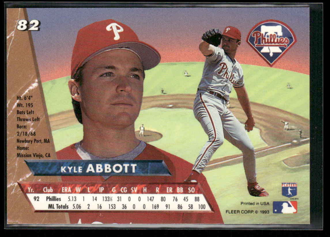 Kyle Abbott 1993 Ultra #82 Philadelphia Phillies
