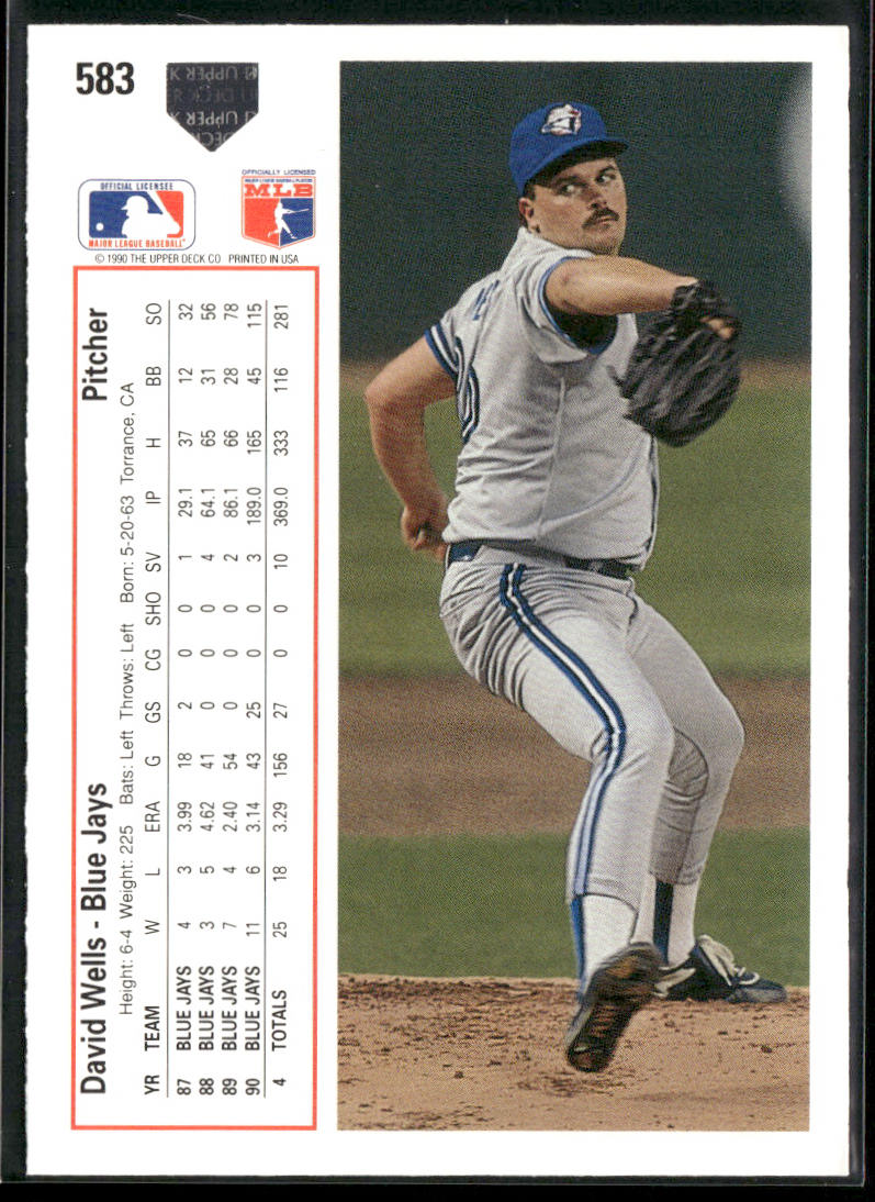 David Wells 1991 Upper Deck #583 Toronto Blue Jays