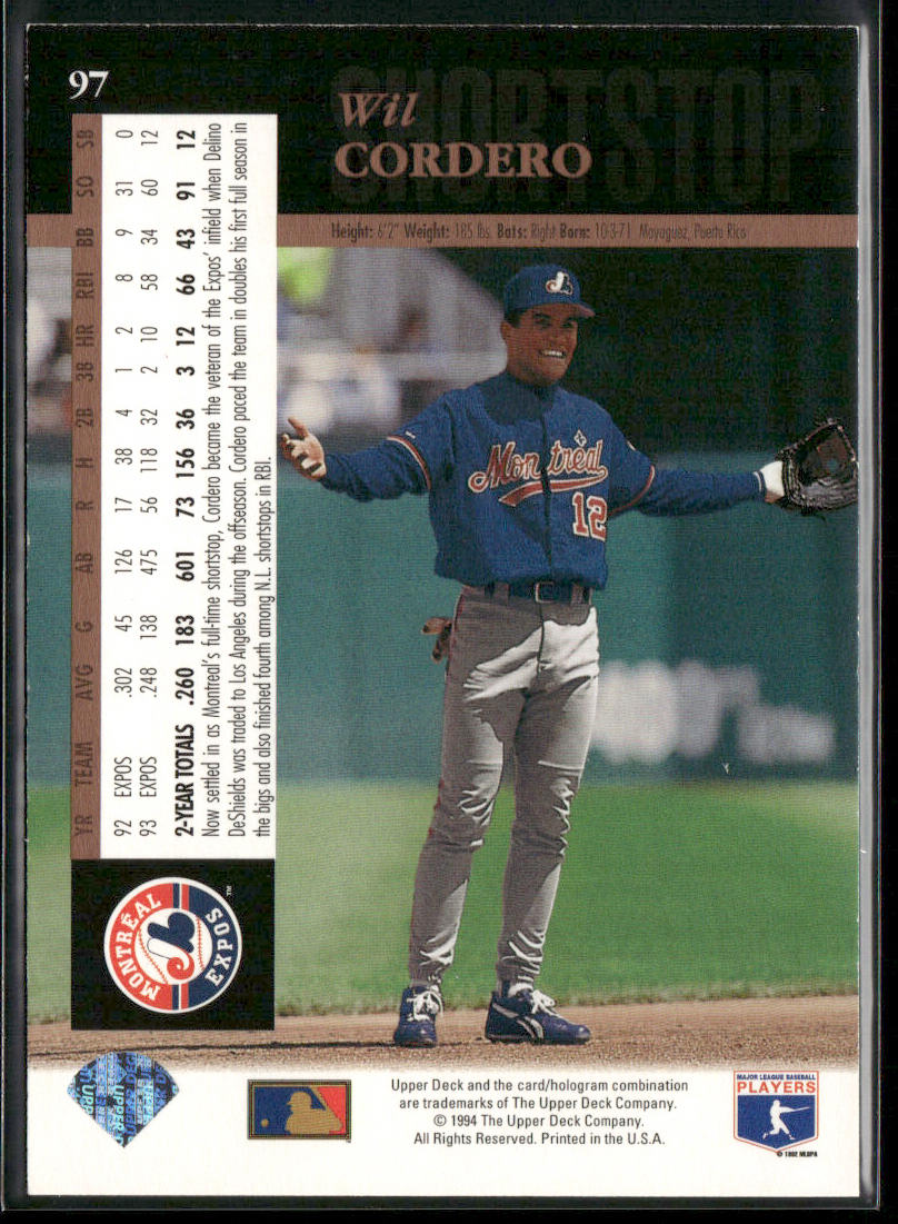 Wil Cordero 1994 Upper Deck Electric Diamond #97 Montreal Expos