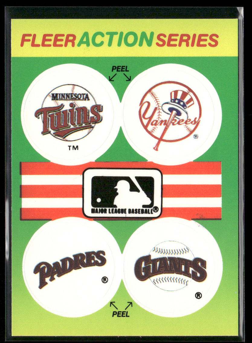 MLB: Twins / Yankees / Padres / Giants 1990 Fleer Action Team Stickers #NNO