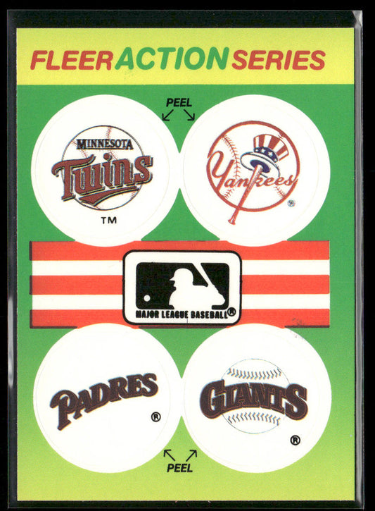 MLB: Twins / Yankees / Padres / Giants 1990 Fleer Action Team Stickers #NNO
