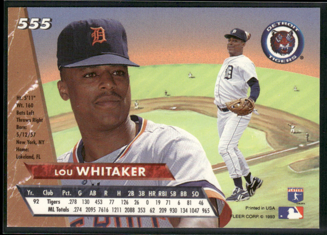 Lou Whitaker 1993 Ultra #555 Detroit Tigers