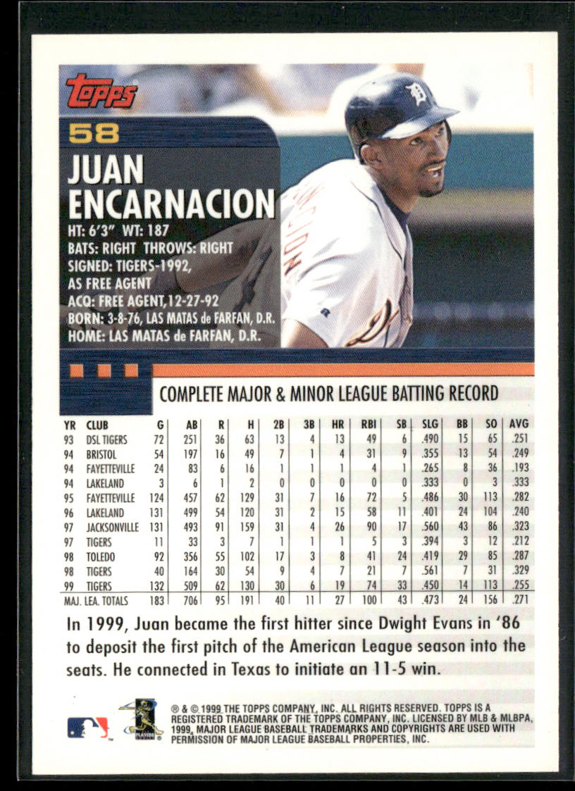 Juan Encarnacion 2000 Topps #58 Detroit Tigers