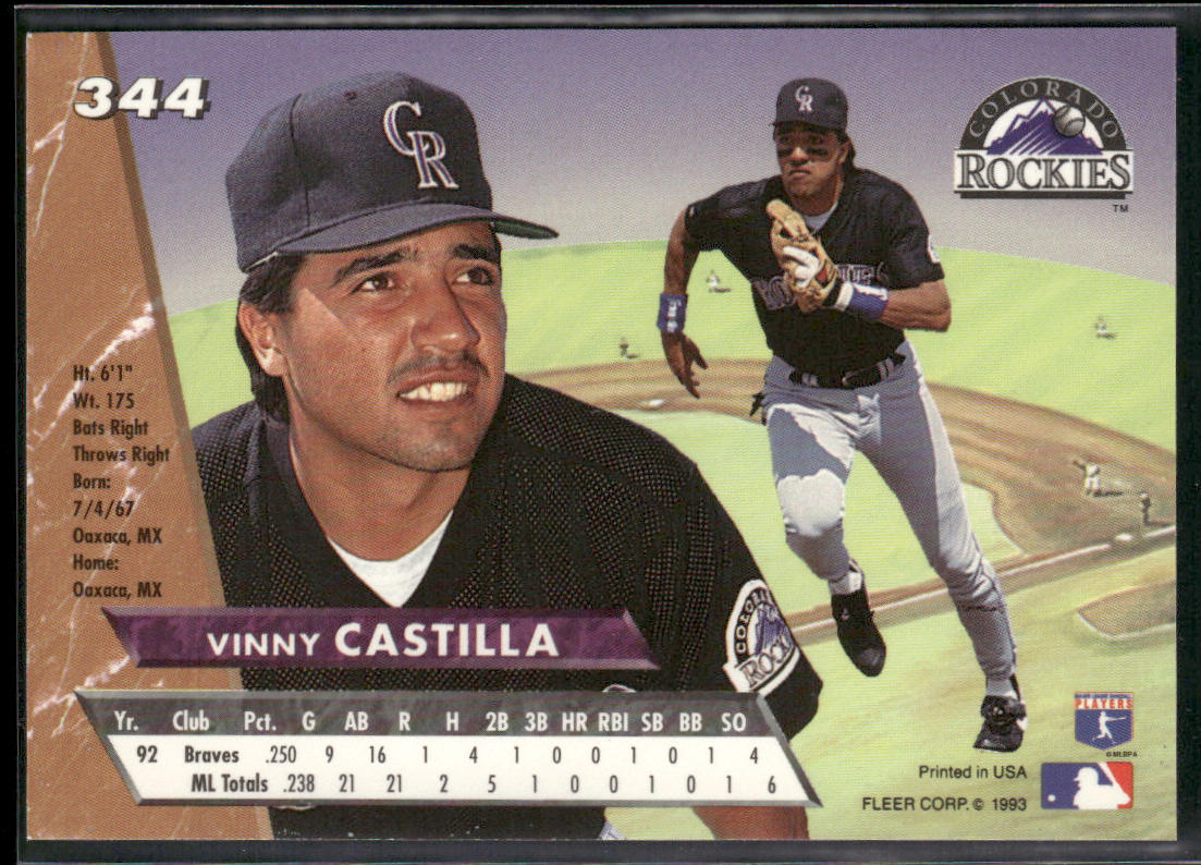 Vinny Castilla 1993 Ultra #344 Colorado Rockies