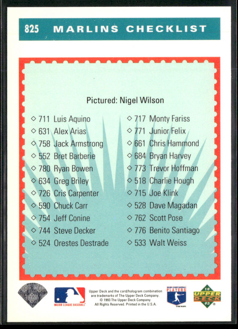 Nigel Wilson 1993 Upper Deck #825 Florida Marlins