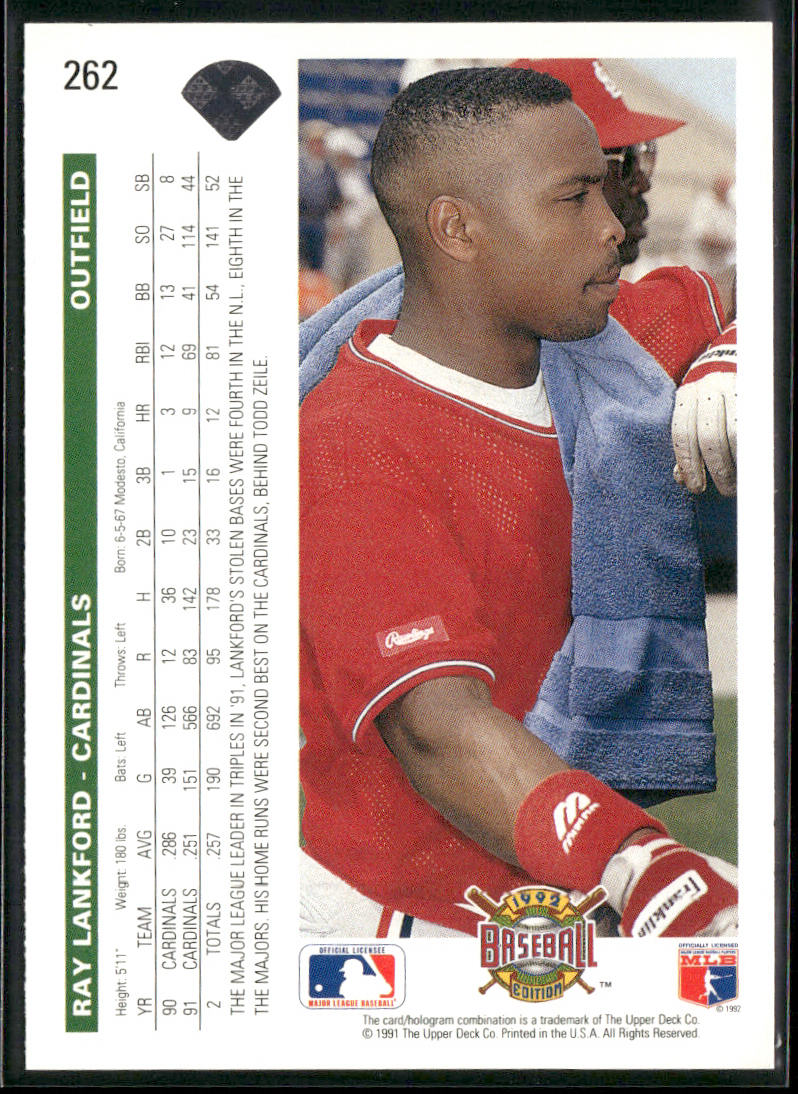 Ray Lankford 1992 Upper Deck #262 St. Louis Cardinals