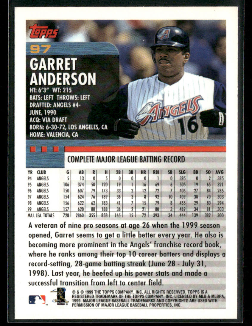 Garret Anderson 2000 Topps #97 Anaheim Angels