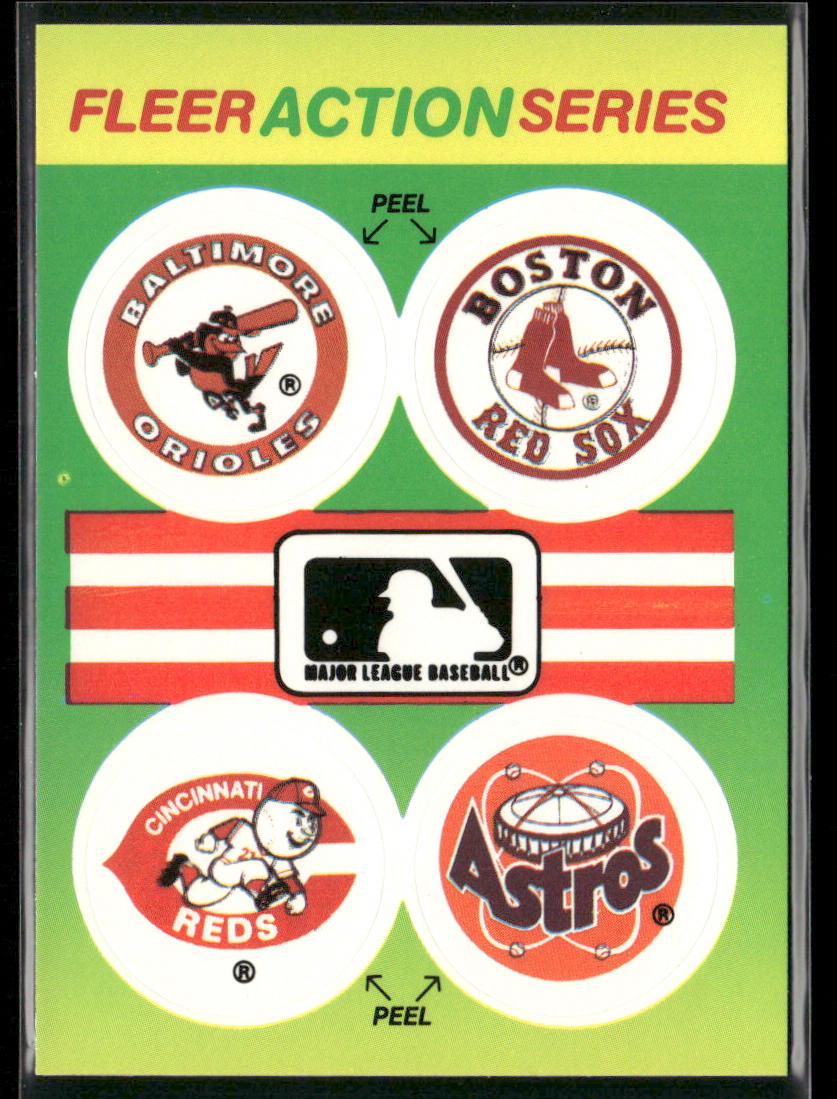 MLB: Orioles / Red Sox / Reds / Astros 1990 Fleer Action Team Stickers #NNO