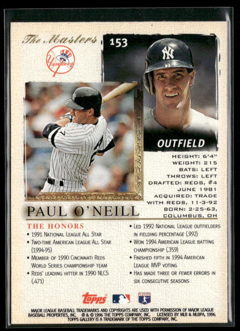 Paul O'Neill 1996 Topps Gallery #153 New York Yankees