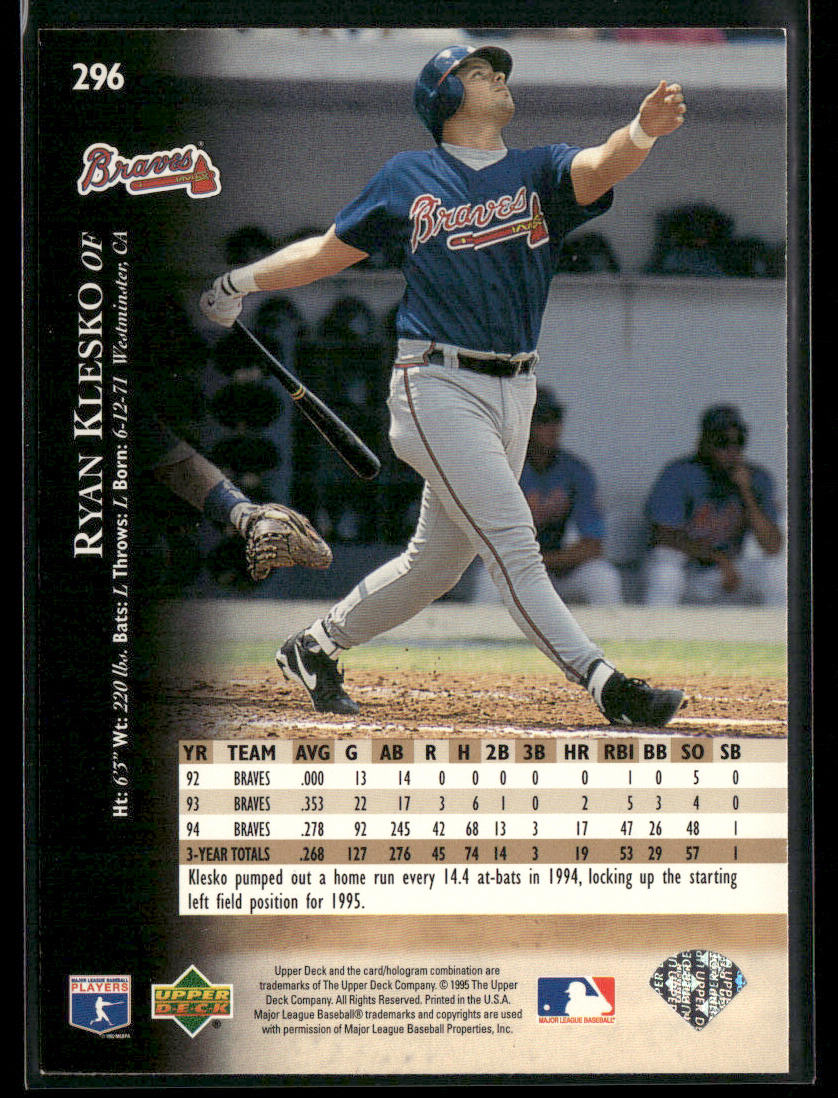 Ryan Klesko 1995 Upper Deck #296 Atlanta Braves