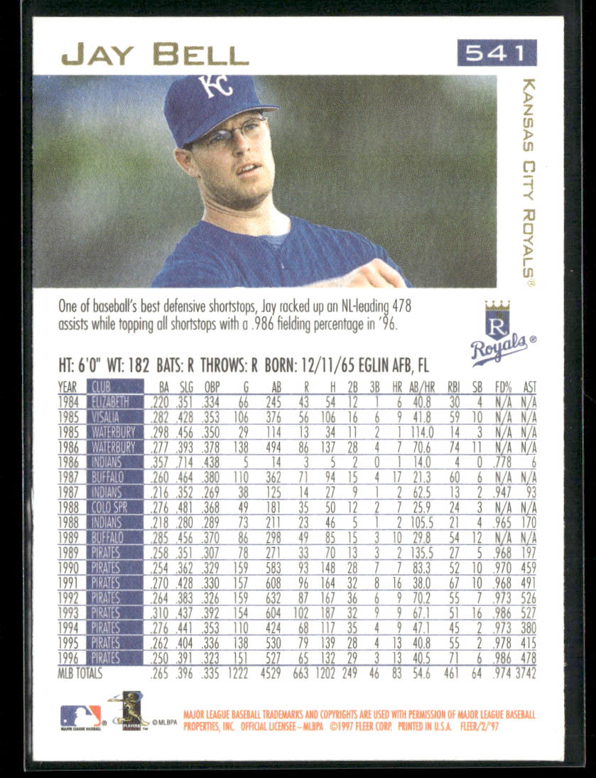 Jay Bell 1997 Fleer #541 Kansas City Royals