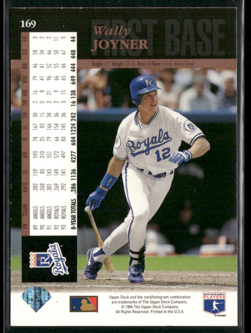 Wally Joyner 1994 Upper Deck Electric Diamond #169 Kansas City Royals back