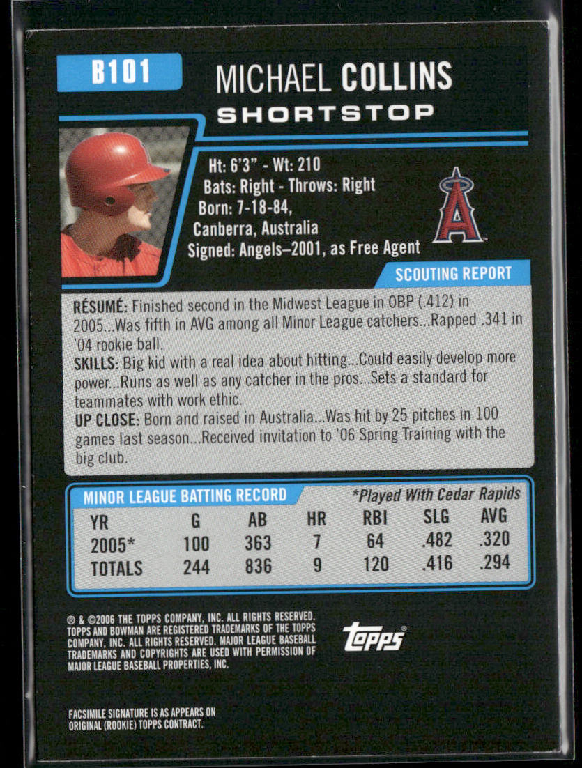 Michael Collins 2006 Bowman Prospects #B101 Los Angeles Angels